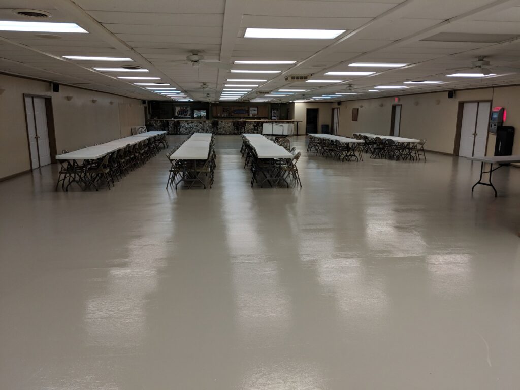 Lower Hall viewed from the east end of th hall. Capacity: 300