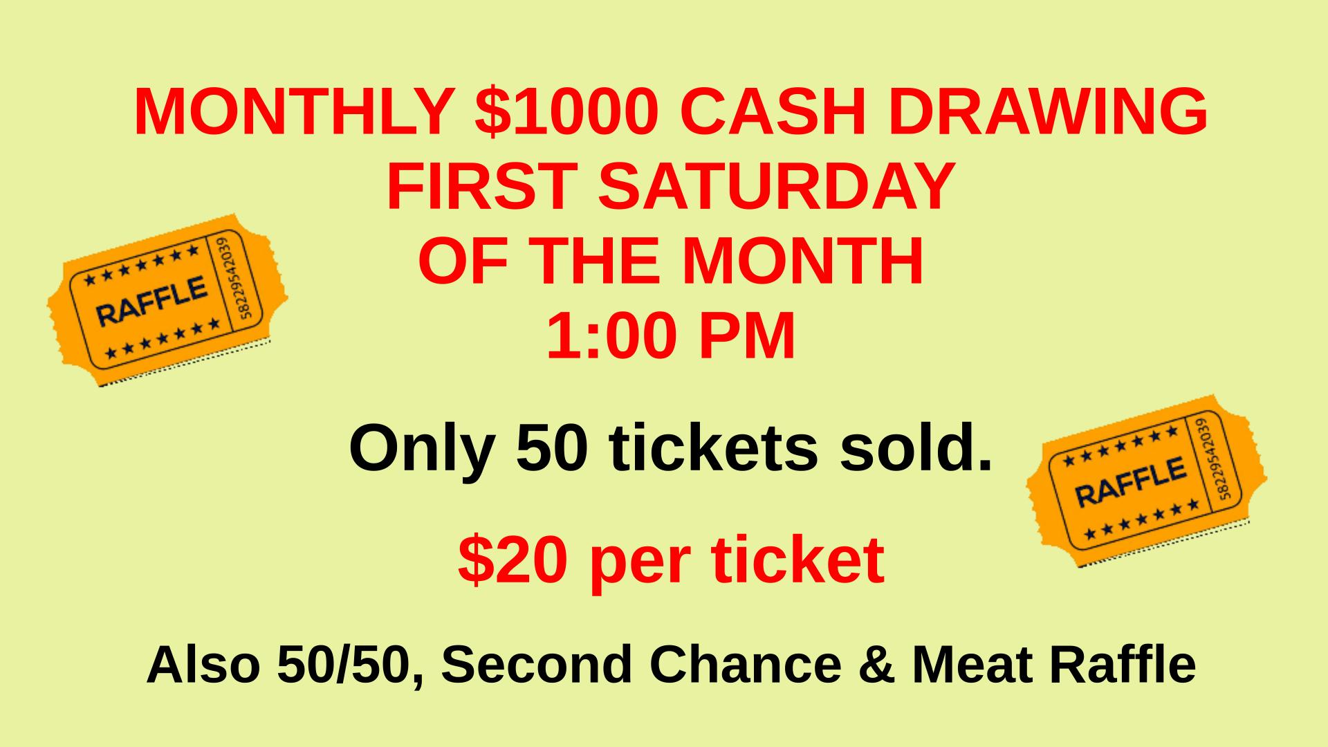 Monthly $1000 Cash Drawing poster